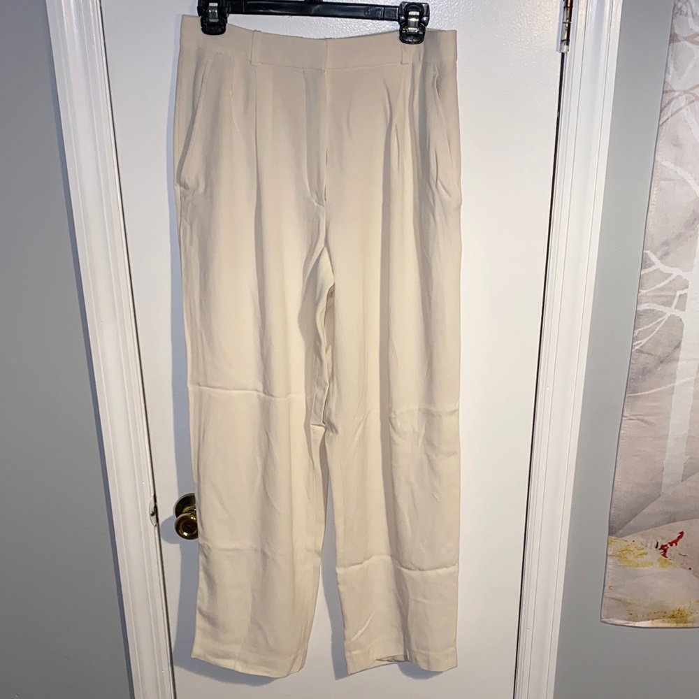 Elegant Club Monaco Cream Wide-Leg Trousers